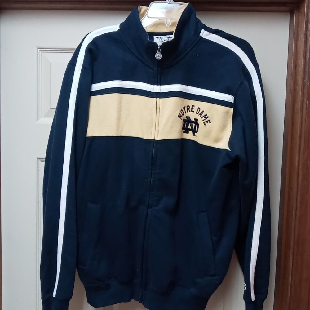 Mens Vintage 80's Notre Dame Irish CHAMPION Logo Zip Up Sweatshirt Size Large